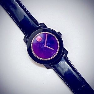 Movado BOLD watch, Series 800, NWOTB in Dark Blue Patent Leather.